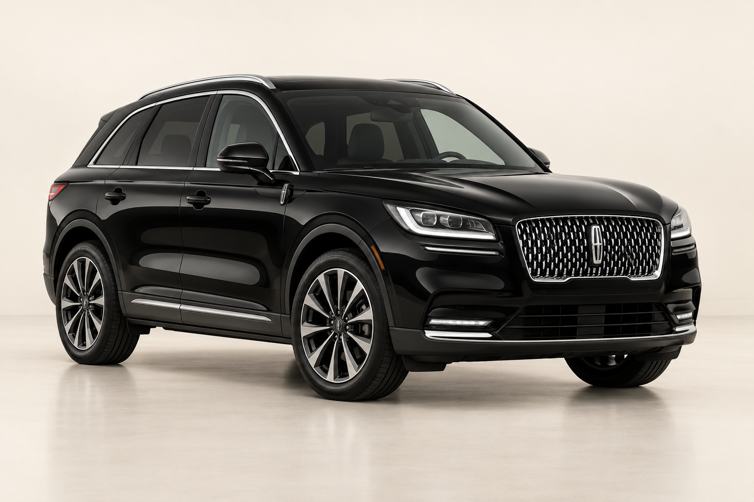 AI-generated black Lincoln Corsair illustration; exact vehicle subject to confirmation