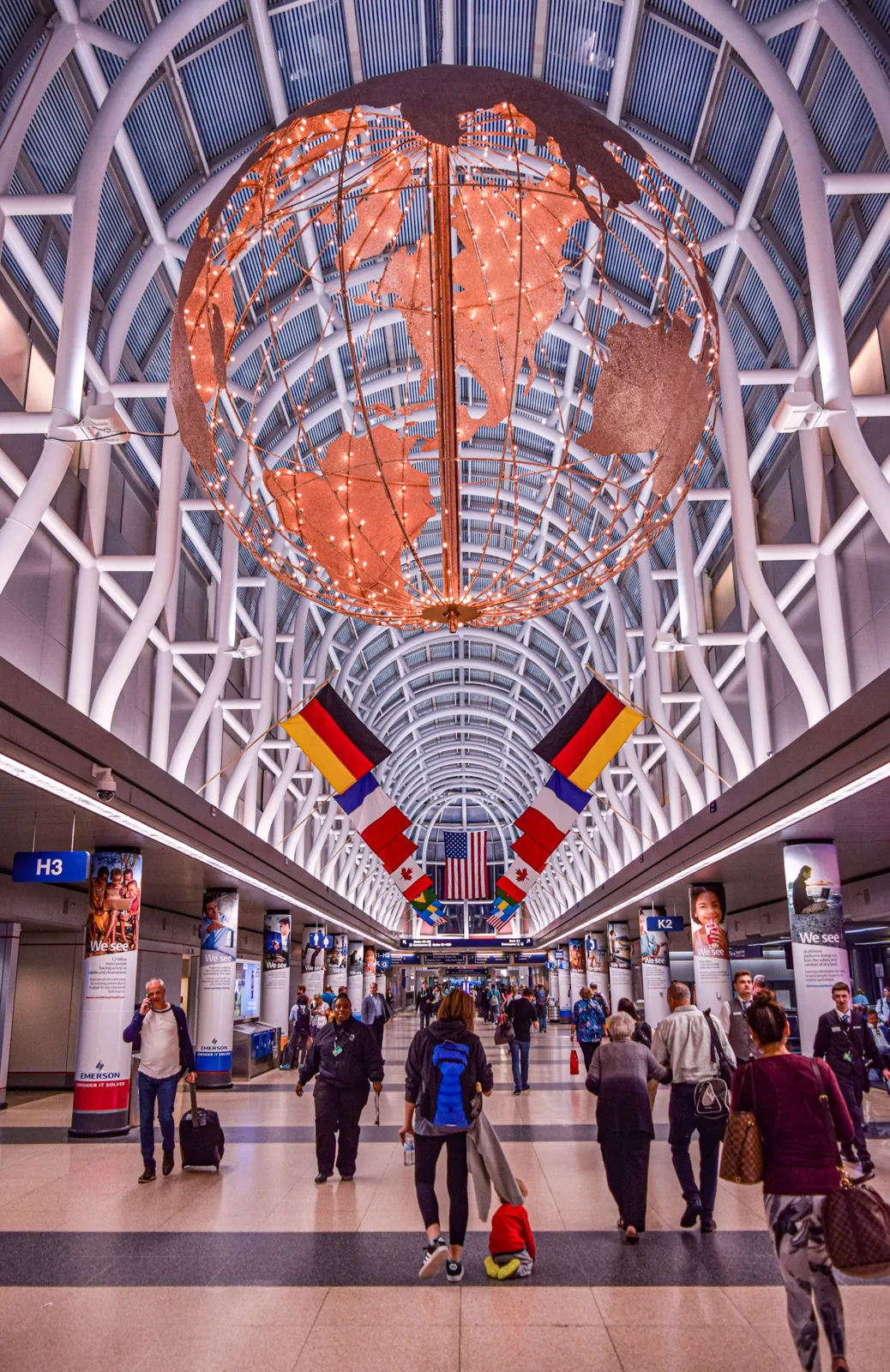 Travelers inside O’Hare International Airport