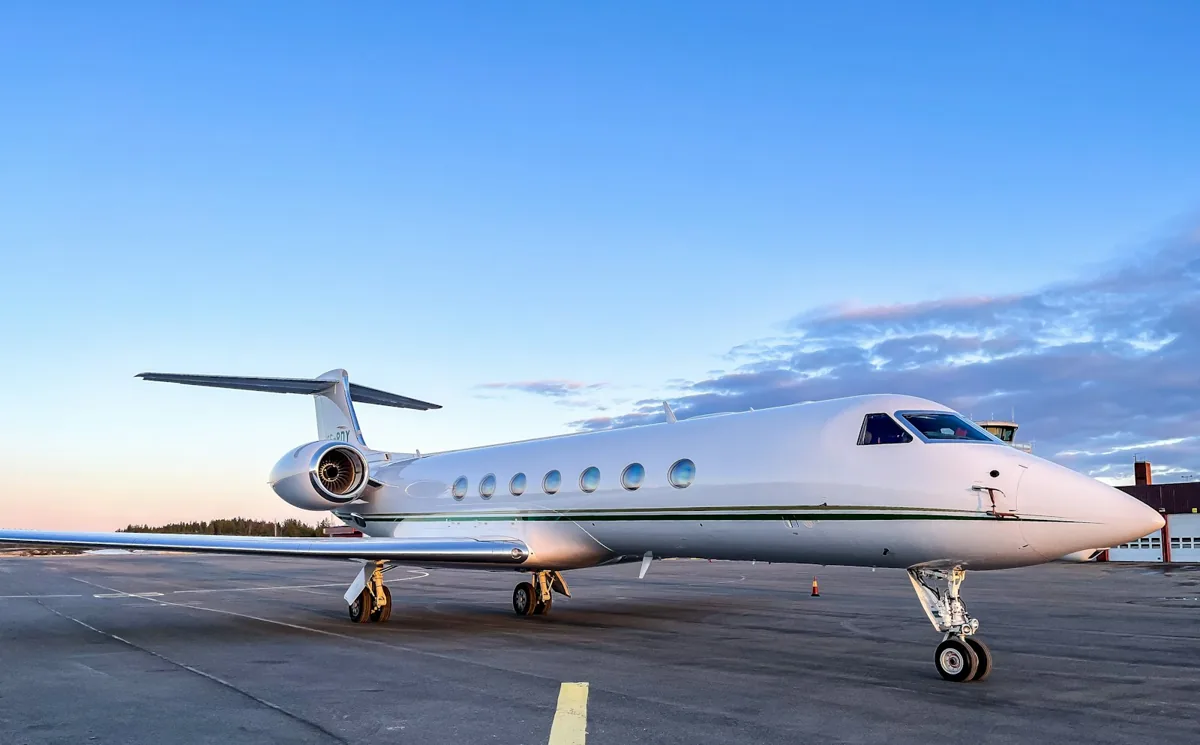 Representative private business jet on an airport apron