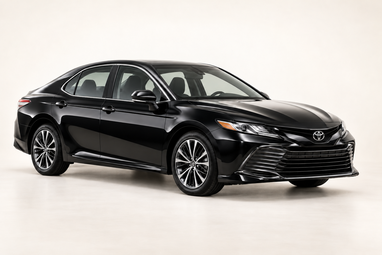 AI-generated black Toyota Camry illustration; exact vehicle subject to confirmation